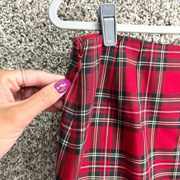 Talbots Skirt Women's 14P Red Plaid Side Zip Mini NWT - Picture 4 of 7